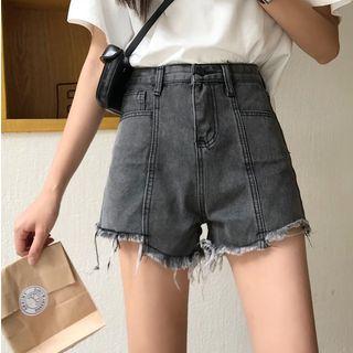 High-waist A-line Denim Shorts As Shown In Figure - Xxxs