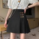 Pleated Embellished Mini A-line Skirt