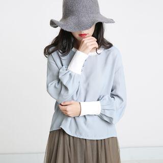 Two-tone Long-sleeve Blouse