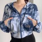 Dye Print Hooded Cropped Jacket