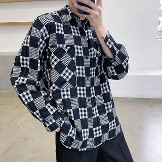 Long Sleeve Check Oversized Shirt