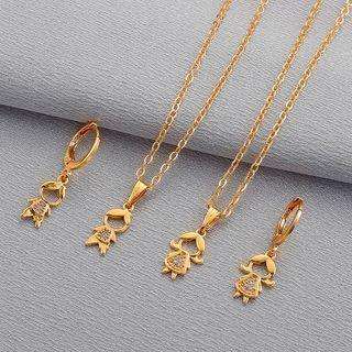Couple Matching Cartoon Pendant Alloy Necklace / Dangle Earring (various Designs)