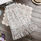Printed Flounced-hem Midi A-line Skirt