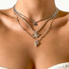 Set Of 3: Angel Heart Layered Pendant Necklace
