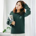 Embroidered Bell Long-sleeve Knit Sweater