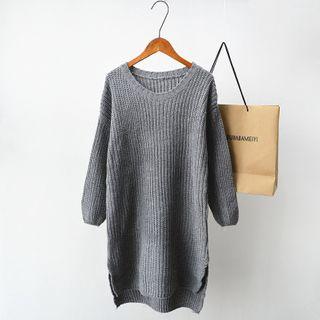 Rib Knit Sweater Dress Gray - One Size