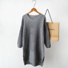 Rib Knit Sweater Dress Gray - One Size