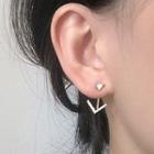 Rhinestone Alloy Arrow Earring 1 Pair - Silver Needle - Stud Earring - As Shown In Figure - One Size