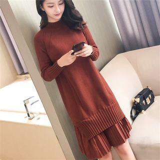 Pleated Panel Sweater Dress