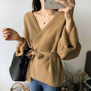 V-neck Long-sleeve Knit Jacket