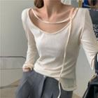 Plain Long-sleeve T-shirt / Loose-fit Dress Shorts