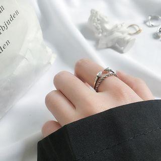 Layered Embossed Open Ring 925 Silver - As Shown In Figure - One Size