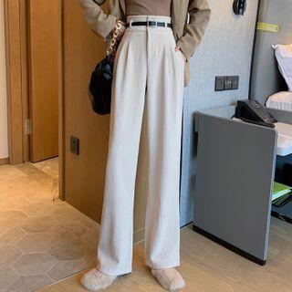 Set: High-waist Wide-leg Pants + Belt