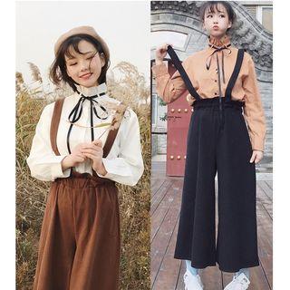 Long-sleeve Shirt / Wide Leg Suspender Pants
