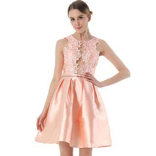 Embroidered Rhinestone Sleeveless Minidress