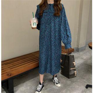 Frilled Trim Collar Leopard Print Dress