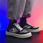 Zebra Print Lace-up Platform Sneakers