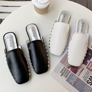 Rivet Square-toe Mules