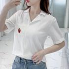 Strawberry Embroidered Short-sleeve Shirt