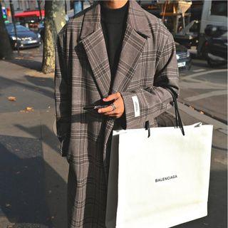 Gingham Lapel Trench Coat