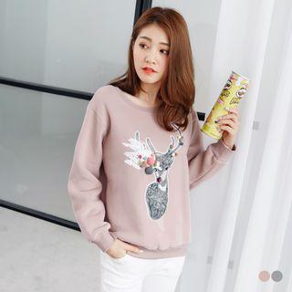Fleece Lined Reindeer Sweatshirt