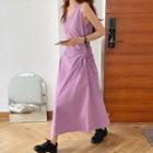 Sleeveless Cutout A-line Midi Tank Dress