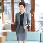 Slim-fit Blazer / Pencil Skirt / Dress Pants / Tie-accent Shirt / Set