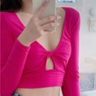 Long-sleeve Knotted Crop T-shirt