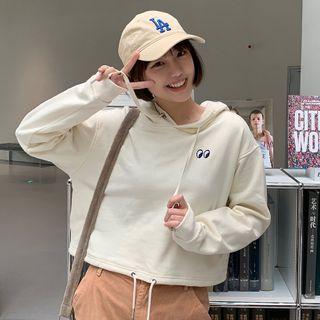 Long-sleeve Embroidered Cropped Hoodie