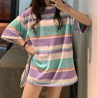 Oversized Short Sleeve Striped T-shirt