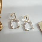 Faux Crystal Drop Earring 1 Pair - S925 Silver - Transparent - One Size