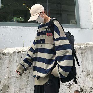 Striped Panel Oversize Pullover