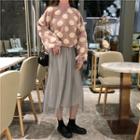 Turtleneck Dotted Sweater / Mesh Midi Skirt