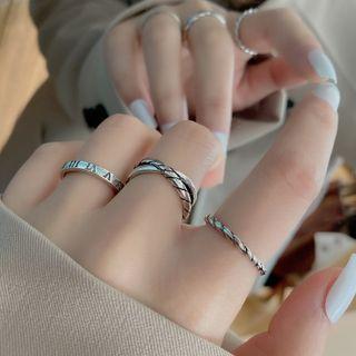 Set Of 3: Embossed Alloy Ring (various Designs) Set - Silver - One Size