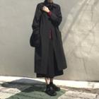 Buttoned Long Jacket Black - One Size