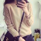 Cable-knit Panel Sweater