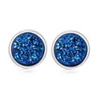 925 Sterling Silver Synthetic Blue Stone Earrings