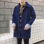 Stripe Cuffed Button Long Denim Jacket