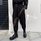 High-waist Plain Zipped Detail Adhesive Dress Pants