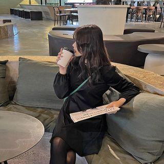 Bishop-sleeve Corduroy Dress