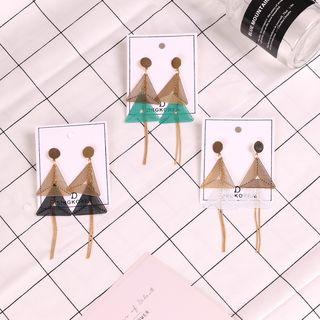 Alloy Perforated Triangle Fringed Earring
