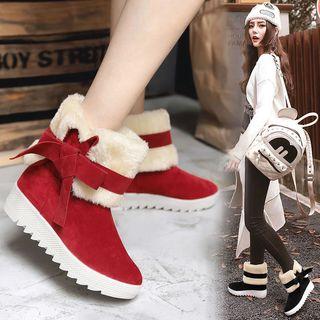 Platform Furry Panel Short Snow Boots