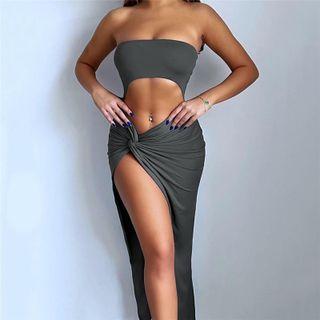 Strapless Cut-out Bodycon Dress