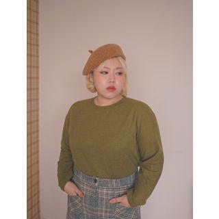 Round-neck Oversized Napped T-shirt