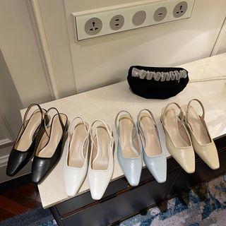 Square Toe Block Heel Slingback Mules