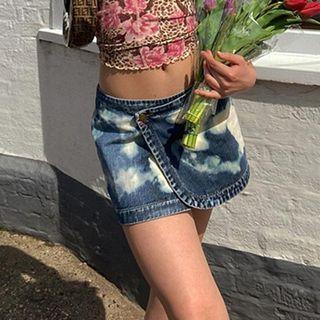 Low-rise Denim Mini Pencil Skirt