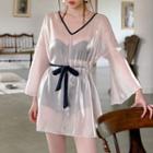 Set: Paneled Swimsuit + Cover-up