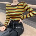 Striped Knitted Crew-neck T-shirt