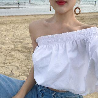 Plain Off-shoulder Cropped Blouse