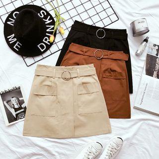 Plain Pockets A-line Skirt